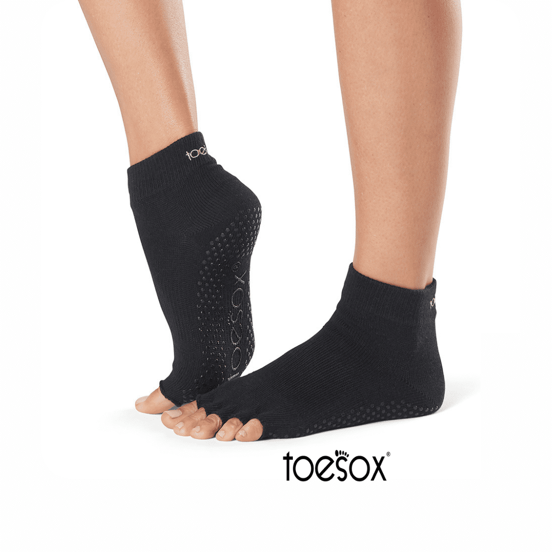 Toesox Half Toe Ankle Black